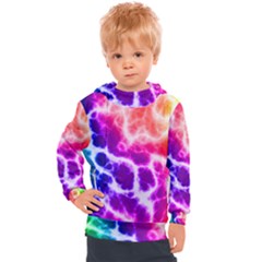 Colorful Tie Dye Pattern Texture Kids  Hooded Pullover by SpinnyChairDesigns