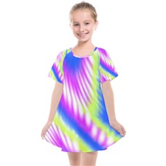 Colorful Blue Purple Pastel Tie Dye Pattern Kids  Smock Dress by SpinnyChairDesigns