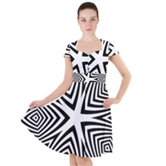 Abstract Zebra Stripes Pattern Cap Sleeve Midi Dress by SpinnyChairDesigns