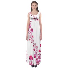 Abstract Pink Roses On White Empire Waist Maxi Dress by SpinnyChairDesigns