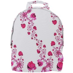 Abstract Pink Roses On White Mini Full Print Backpack by SpinnyChairDesigns