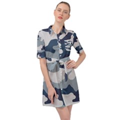 Camo Blue Belted Shirt Dress by MooMoosMumma