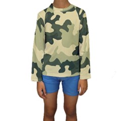 Camo Green Kids  Long Sleeve Swimwear by MooMoosMumma