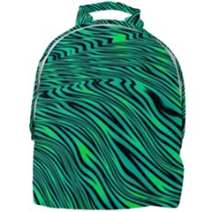 Black And Green Abstract Stripes Pattern Mini Full Print Backpack by SpinnyChairDesigns