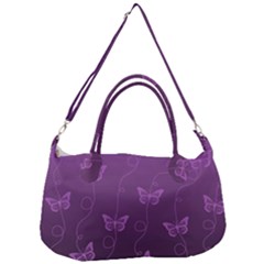 Purple Butterflies Pattern Removal Strap Handbag by SpinnyChairDesigns