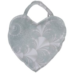 Mint Cream And White Intricate Swirl Spiral Giant Heart Shaped Tote by SpinnyChairDesigns