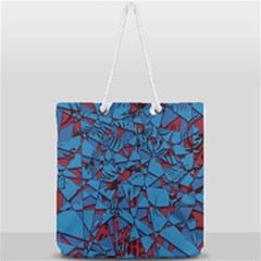 Red Blue Abstract Grunge Pattern Full Print Rope Handle Tote (large) by SpinnyChairDesigns