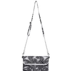 Abstract Paisley Black And White Mini Crossbody Handbag by SpinnyChairDesigns