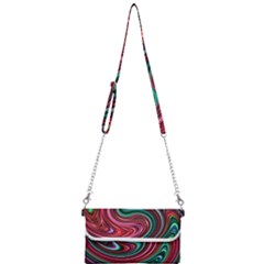 Red Green Swirls Mini Crossbody Handbag by SpinnyChairDesigns