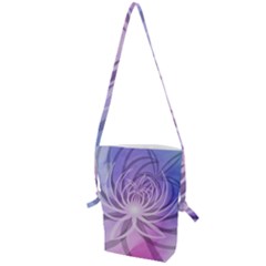 Watercolor Blue Purple Floral Pattern Folding Shoulder Bag by SpinnyChairDesigns