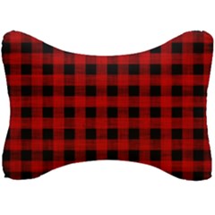 Grunge Red Black Buffalo Plaid Seat Head Rest Cushion by SpinnyChairDesigns