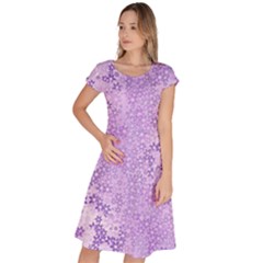 Purple Wildflowers Pattern Classic Short Sleeve Dress by SpinnyChairDesigns