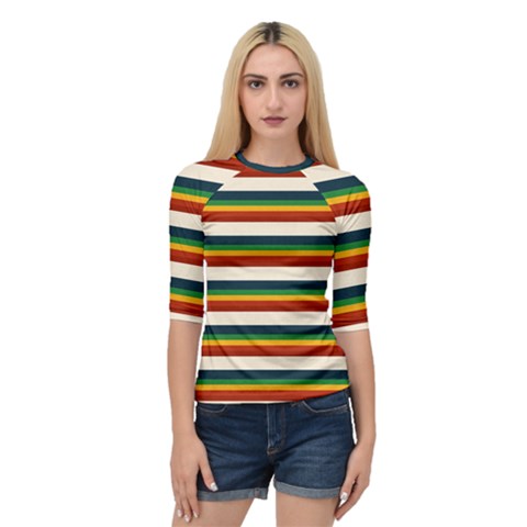 Rainbow Stripes Quarter Sleeve Raglan Tee by tmsartbazaar