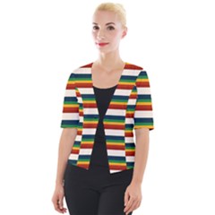 Rainbow Stripes Cropped Button Cardigan by tmsartbazaar