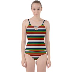 Rainbow Stripes Cut Out Top Tankini Set by tmsartbazaar