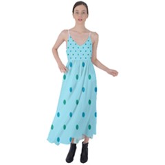 Blue Teal Green Polka Dots Tie Back Maxi Dress by SpinnyChairDesigns