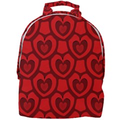 Dark Red Heart Pattern Mini Full Print Backpack by SpinnyChairDesigns