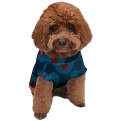 Teal And Red Hearts Dog T-shirt by SpinnyChairDesigns