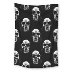 Black And White Skulls Large Tapestry by SpinnyChairDesigns