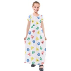 Cute Cartoon Germs Viruses Microbes Kids  Short Sleeve Maxi Dress by SpinnyChairDesigns