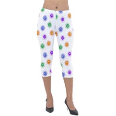 Cartoon Corona Virus Covid 19 Lightweight Velour Capri Leggings  by SpinnyChairDesigns