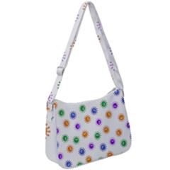 Cartoon Corona Virus Covid 19 Zip Up Shoulder Bag by SpinnyChairDesigns