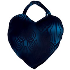 Dark Prussian Blue Abstract Pattern Giant Heart Shaped Tote by SpinnyChairDesigns