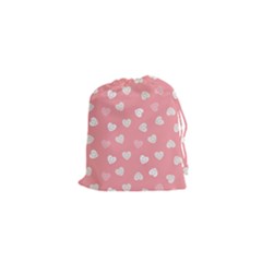 Cute Pink And White Hearts Drawstring Pouch (xs) by SpinnyChairDesigns