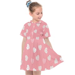 Cute Pink And White Hearts Kids  Sailor Dress by SpinnyChairDesigns