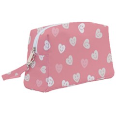 Cute Pink And White Hearts Wristlet Pouch Bag (large) by SpinnyChairDesigns