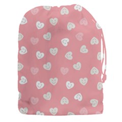 Cute Pink And White Hearts Drawstring Pouch (3xl) by SpinnyChairDesigns