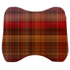 Madras Plaid Fall Colors Velour Head Support Cushion by SpinnyChairDesigns