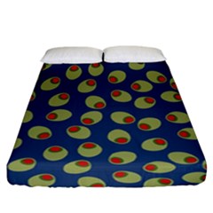 Green Olives With Pimentos Fitted Sheet (california King Size) by SpinnyChairDesigns