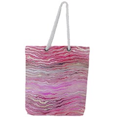 Pink Abstract Stripes Full Print Rope Handle Tote (large) by SpinnyChairDesigns