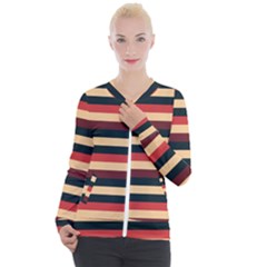 Seventies Stripes Casual Zip Up Jacket by tmsartbazaar