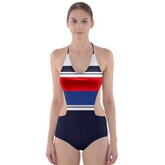 Casual Uniform Stripes Cut-out One Piece Swimsuit by tmsartbazaar