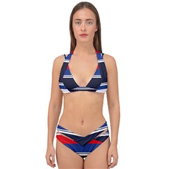 Casual Uniform Stripes Double Strap Halter Bikini Set by tmsartbazaar