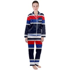 Casual Uniform Stripes Satin Long Sleeve Pyjamas Set by tmsartbazaar