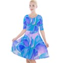 Ciclamen Flowers Blue Quarter Sleeve A-Line Dress View1