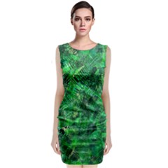 Jungle Green Abstract Art Classic Sleeveless Midi Dress by SpinnyChairDesigns