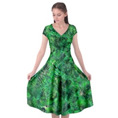 Jungle Green Abstract Art Cap Sleeve Wrap Front Dress by SpinnyChairDesigns