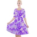 Purple Spring Flowers Quarter Sleeve A-Line Dress View1