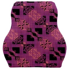 Fuchsia Black Abstract Checkered Stripes  Car Seat Velour Cushion  by SpinnyChairDesigns