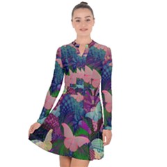 Butterfly Garden Art Long Sleeve Panel Dress by SpinnyChairDesigns