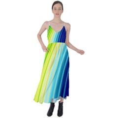 Sporty Stripes Swoosh Green Blue Tie Back Maxi Dress by SpinnyChairDesigns