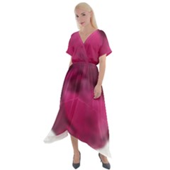 Fun Fuschia Cross Front Sharkbite Hem Maxi Dress by Janetaudreywilson