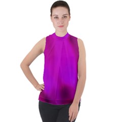 Fun Fuschia Mock Neck Chiffon Sleeveless Top by Janetaudreywilson