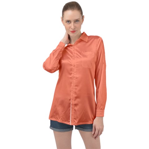 Appreciating Apricot Long Sleeve Satin Shirt by Janetaudreywilson