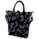 Black and White Butterfly Pattern Buckle Top Tote Bag View1