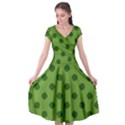 Green Four Leaf Clover Pattern Cap Sleeve Wrap Front Dress View1